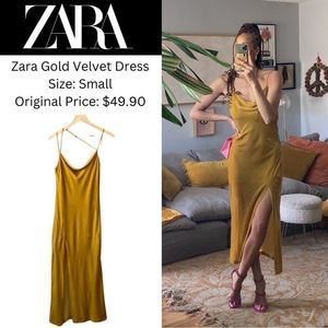 Zara Gold Velvet Dress